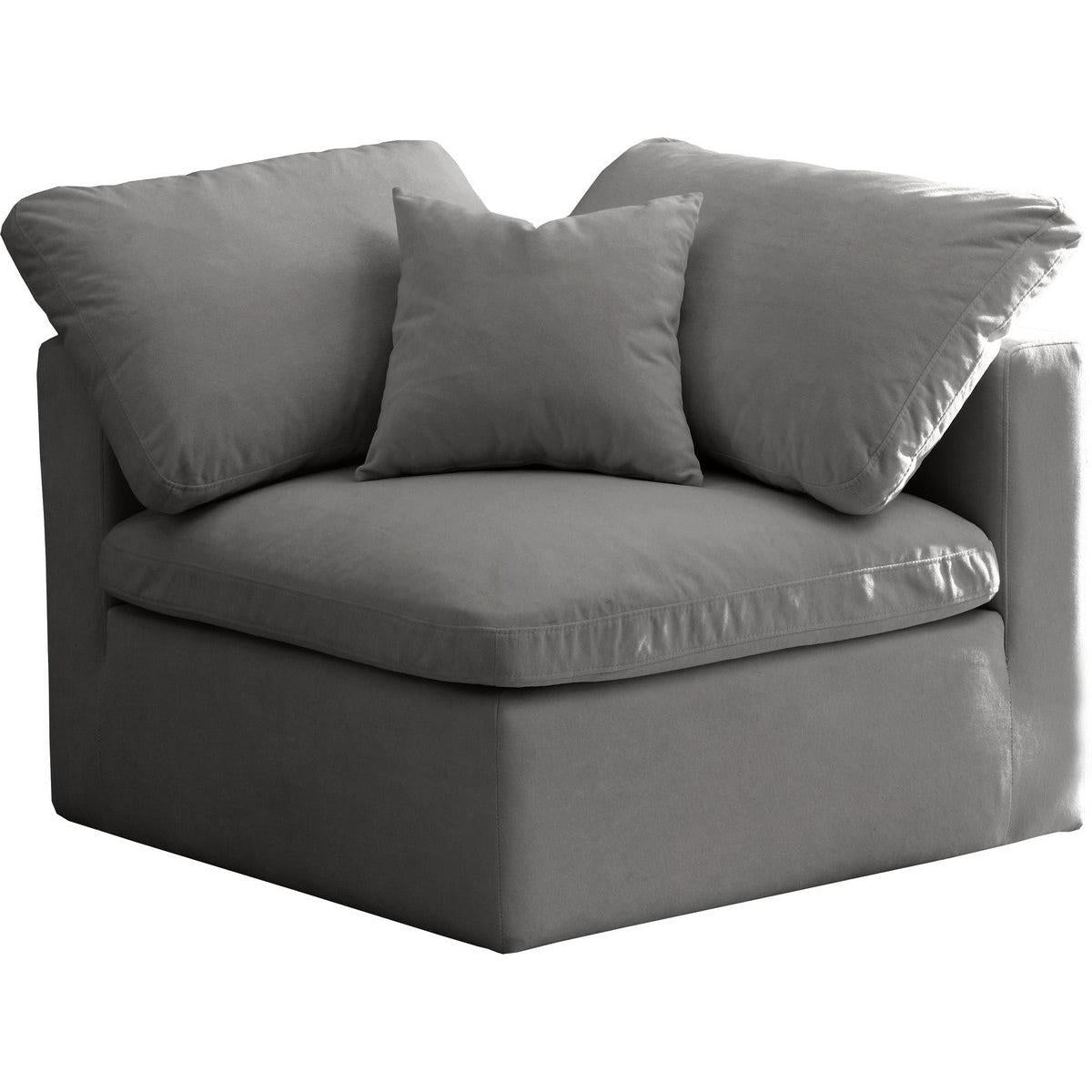 Meridian Furniture Plush Grey Velvet Standard Cloud Modular Corner ChairMeridian Furniture - Standard Cloud Modular Corner Chair - Minimal And Modern - 1