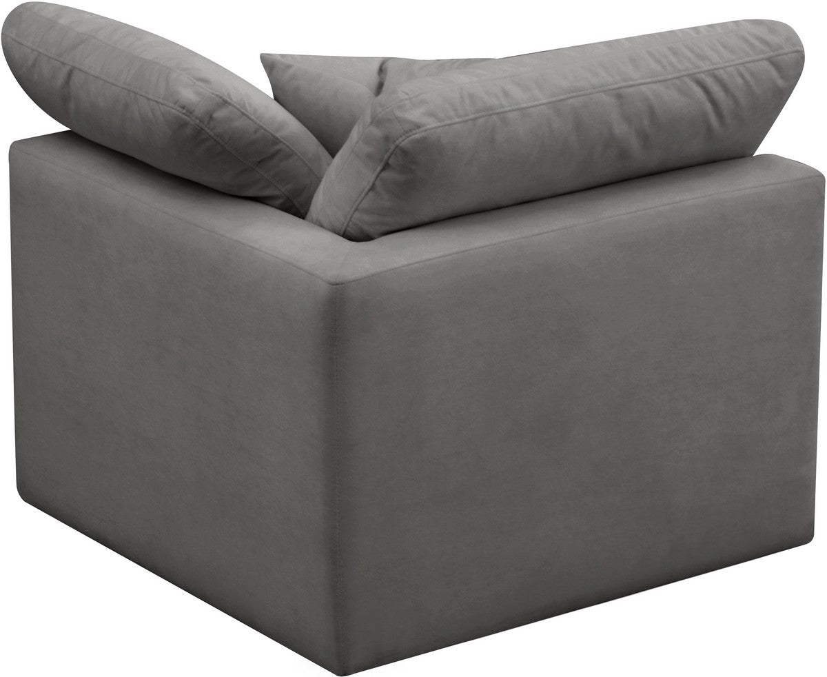 Meridian Furniture Plush Grey Velvet Standard Cloud Modular Corner Chair