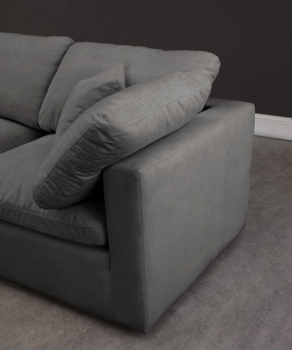 Meridian Furniture Plush Grey Velvet Standard Cloud Modular Sofa