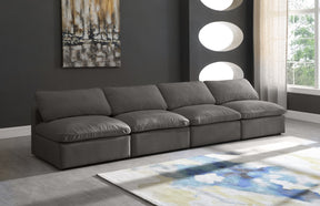Meridian Furniture Plush Grey Velvet Standard Cloud Modular Sofa