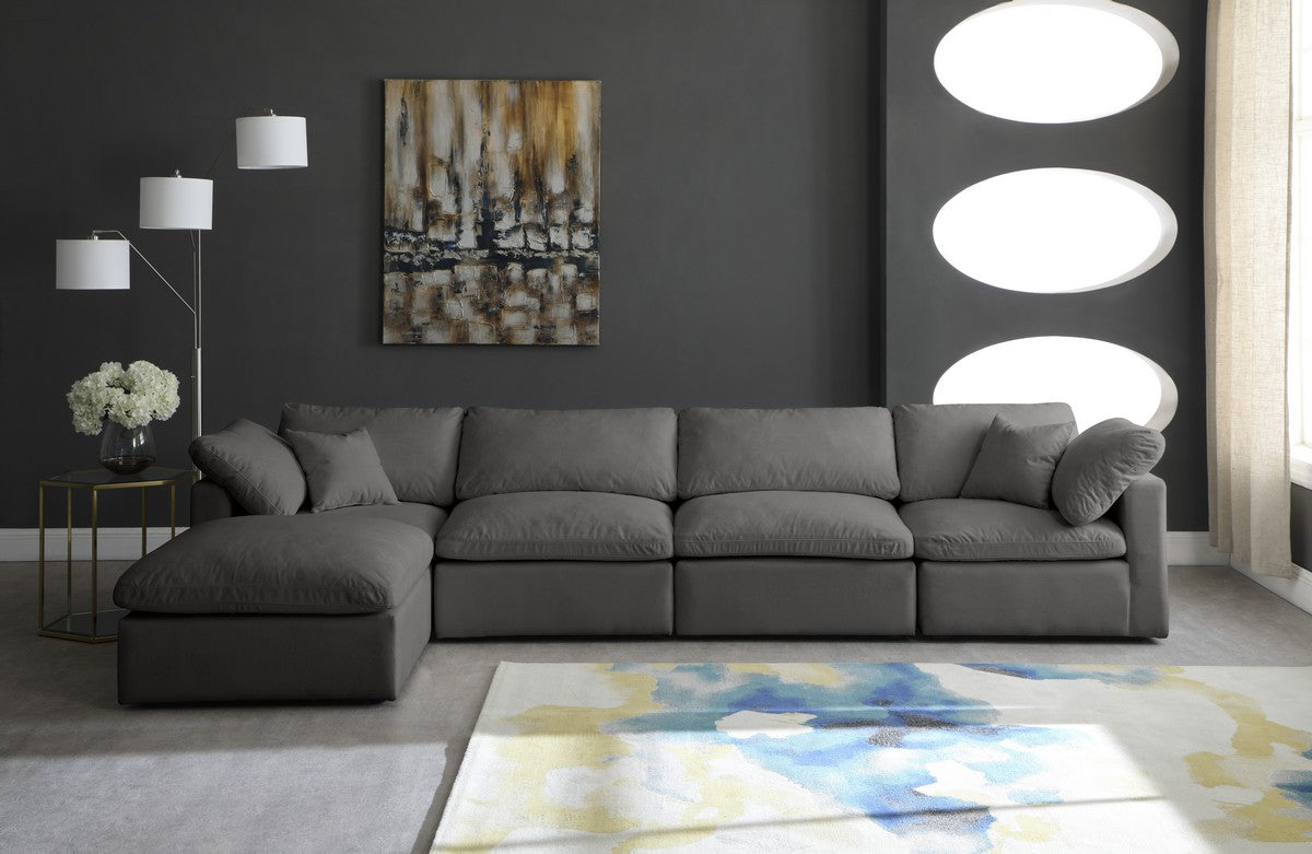 Meridian Furniture Plush Grey Velvet Standard Cloud Modular Sectional