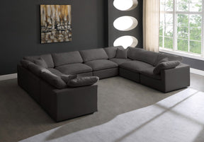 Meridian Furniture Plush Grey Velvet Standard Cloud Modular Sectional