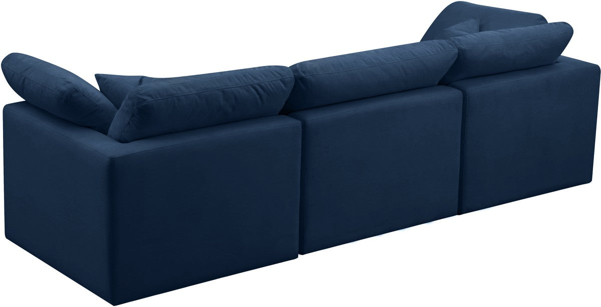 Meridian Furniture Plush Navy Velvet Standard Cloud Modular Sofa