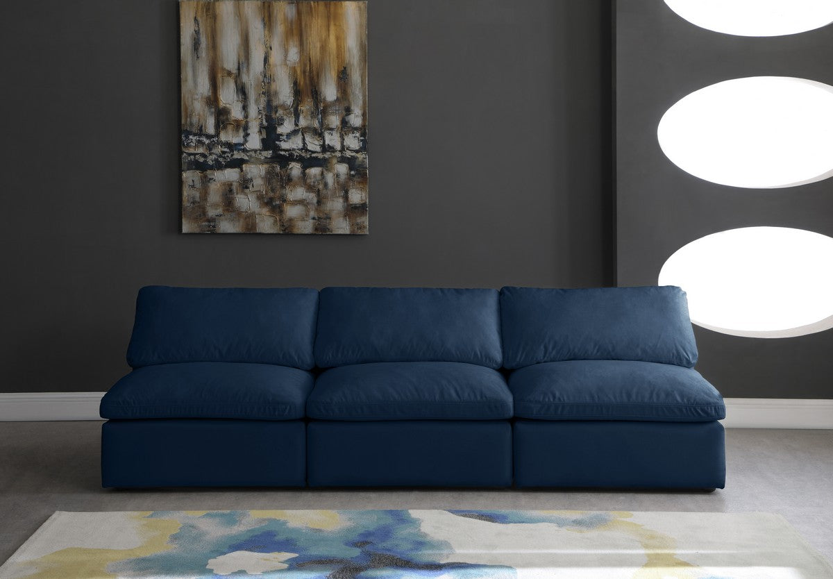 Meridian Furniture Plush Navy Velvet Standard Cloud Modular Sofa