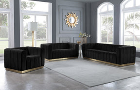 Meridian Furniture Marlon Black Velvet Loveseat