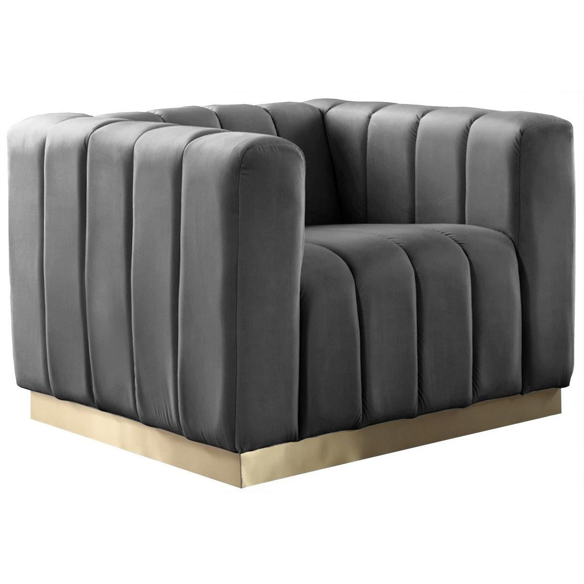 Meridian Furniture Marlon Grey Velvet ChairMeridian Furniture - Chair - Minimal And Modern - 1