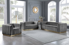 Meridian Furniture Marlon Grey Velvet Loveseat