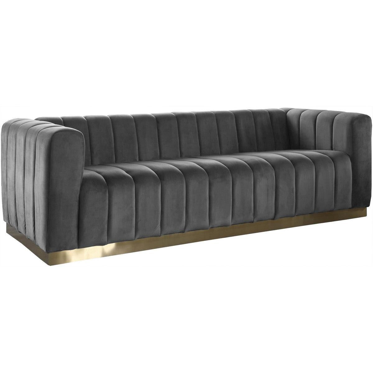 Meridian Furniture Marlon Grey Velvet SofaMeridian Furniture - Sofa - Minimal And Modern - 1