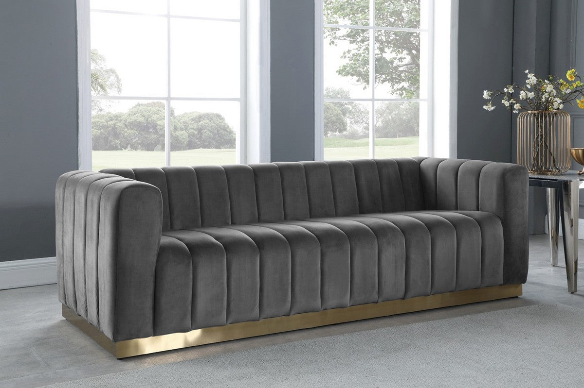 Meridian Furniture Marlon Grey Velvet Sofa