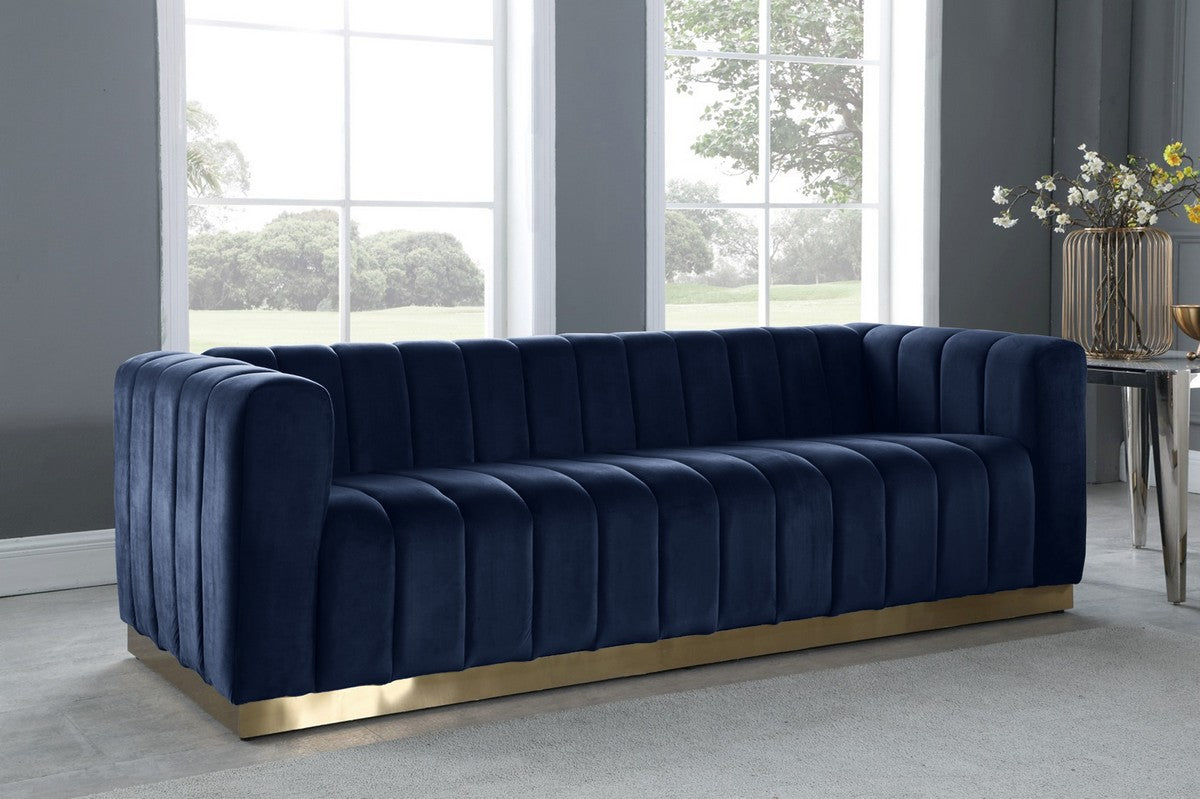 Meridian Furniture Marlon Navy Velvet Sofa