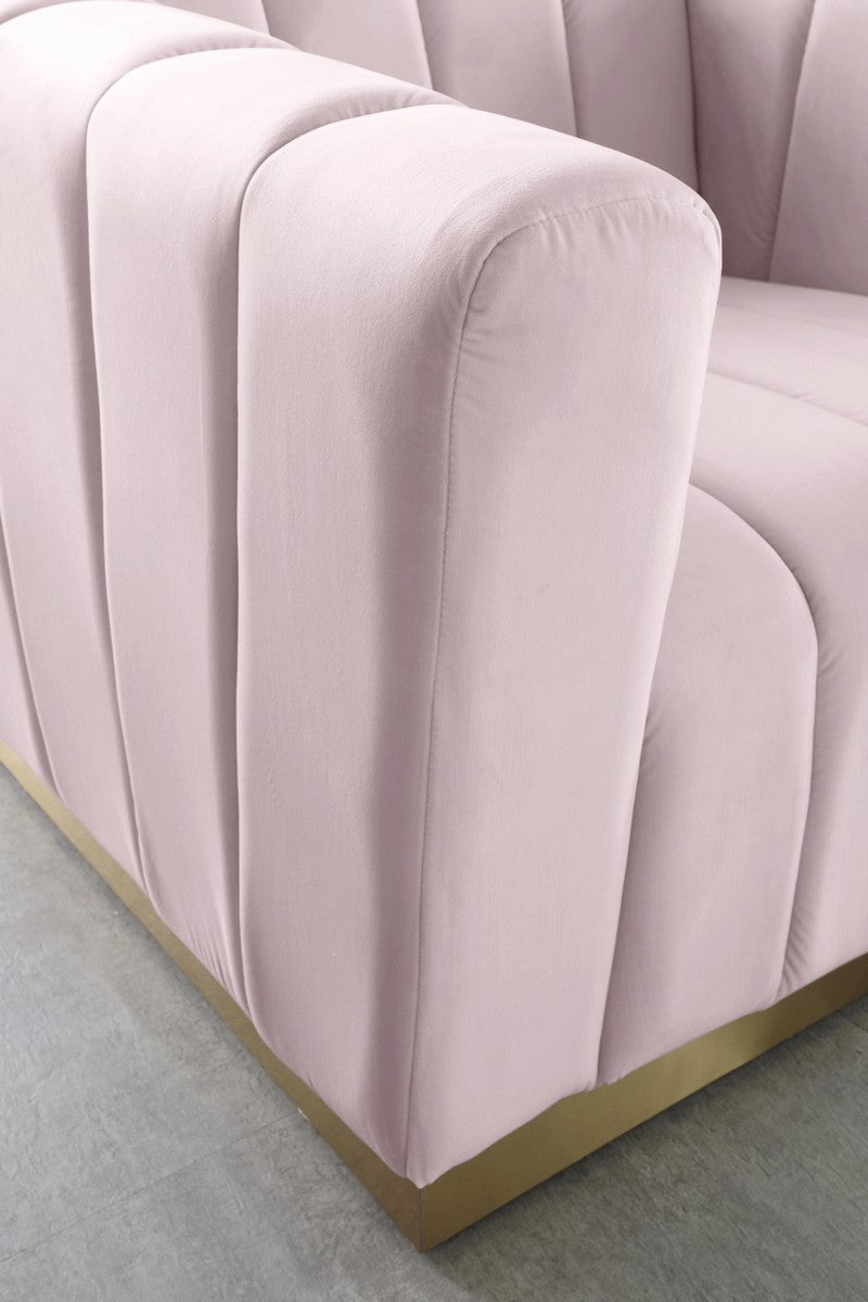 Meridian Furniture Marlon Pink Velvet Loveseat