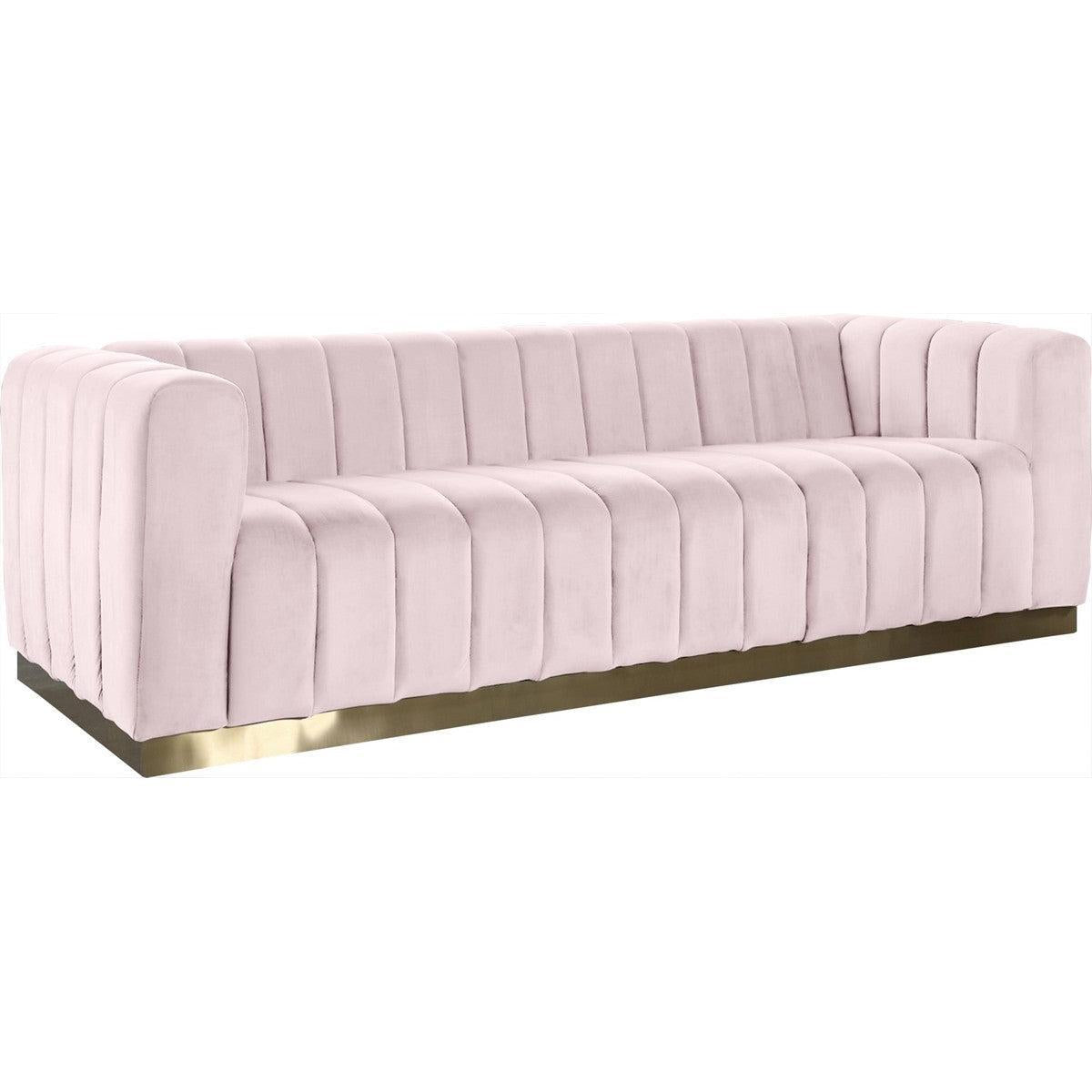 Meridian Furniture Marlon Pink Velvet SofaMeridian Furniture - Sofa - Minimal And Modern - 1