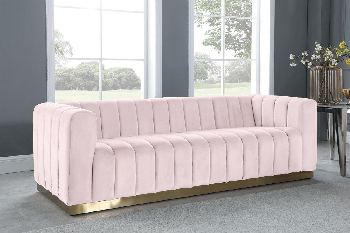 Meridian Furniture Marlon Pink Velvet Sofa