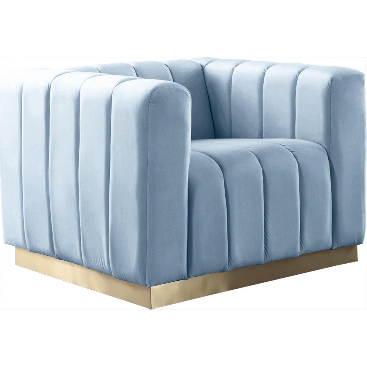 Meridian Furniture Marlon Sky Blue Velvet ChairMeridian Furniture - Chair - Minimal And Modern - 1