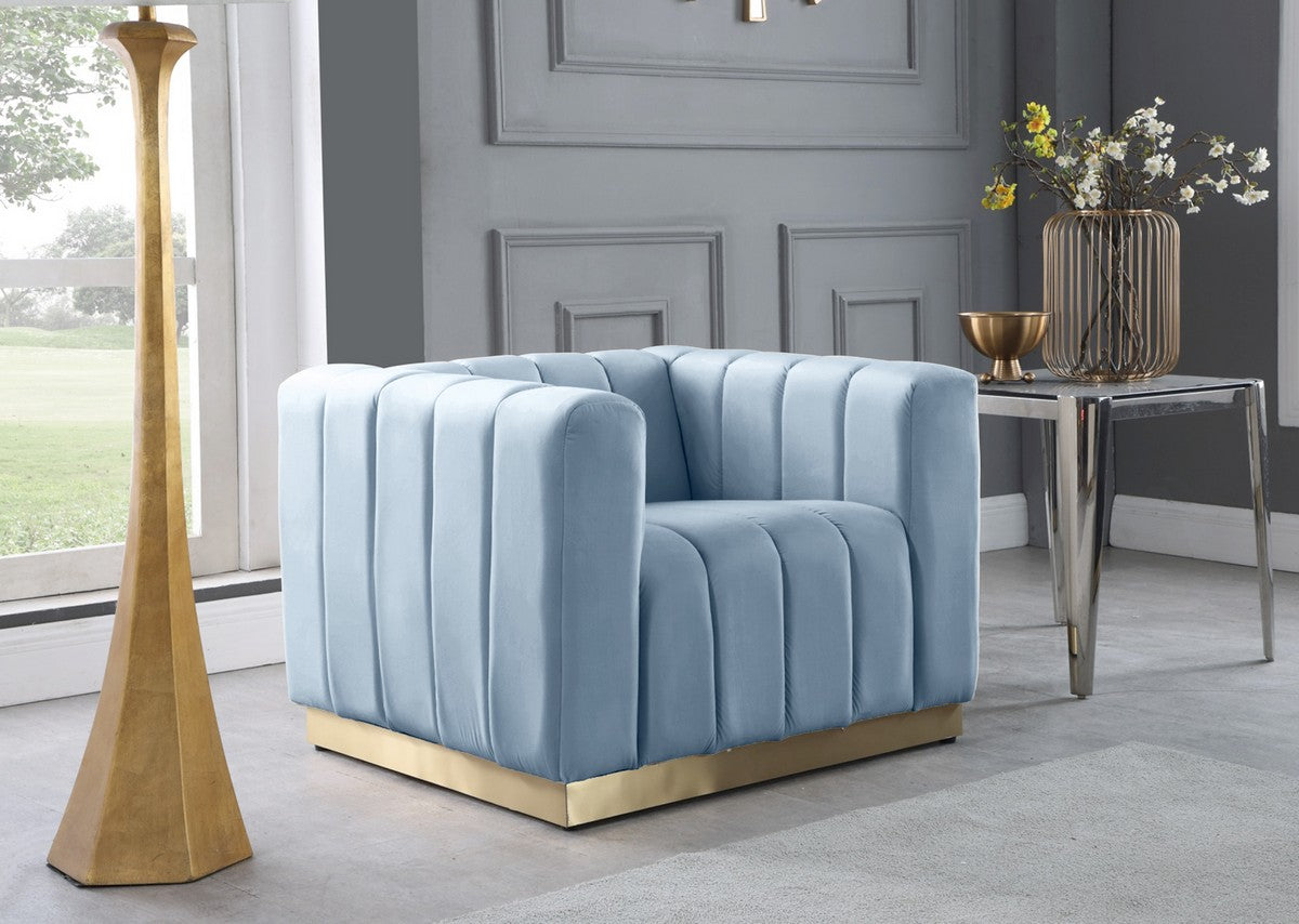Meridian Furniture Marlon Sky Blue Velvet Chair