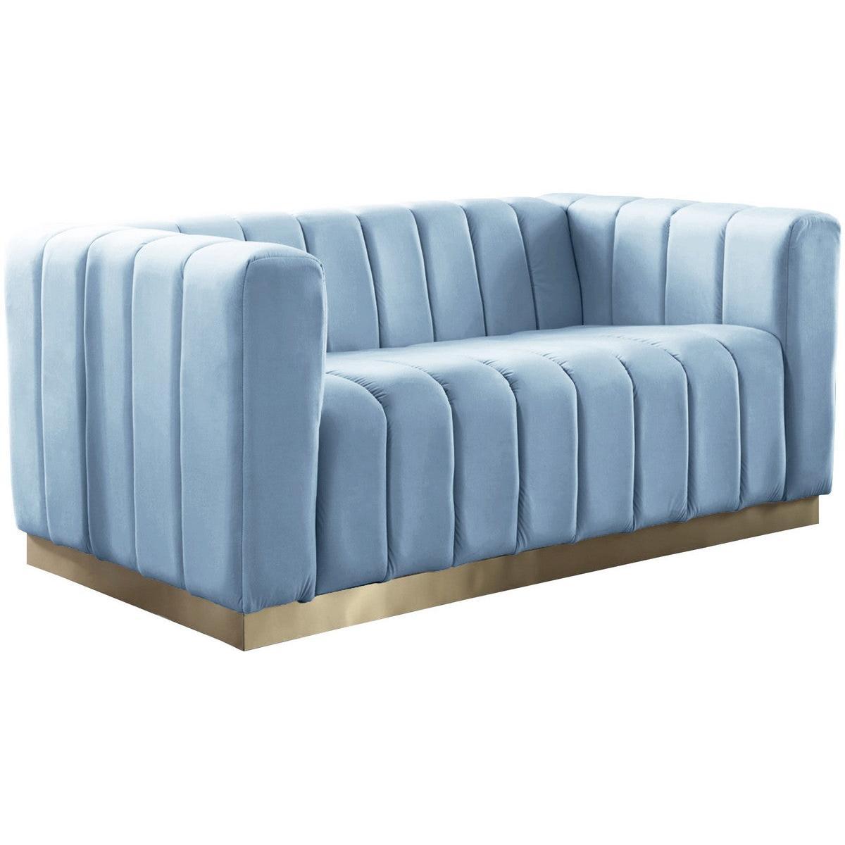 Meridian Furniture Marlon Sky Blue Velvet LoveseatMeridian Furniture - Loveseat - Minimal And Modern - 1
