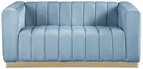 Meridian Furniture Marlon Sky Blue Velvet Loveseat