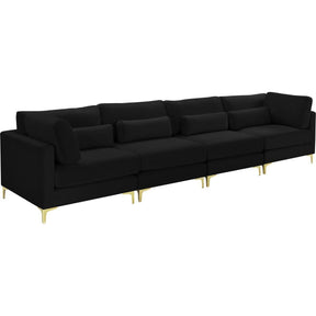 Meridian Furniture Julia Black Velvet Modular Sofa (4 Boxes)Meridian Furniture - Modular Sofa (4 Boxes) - Minimal And Modern - 1