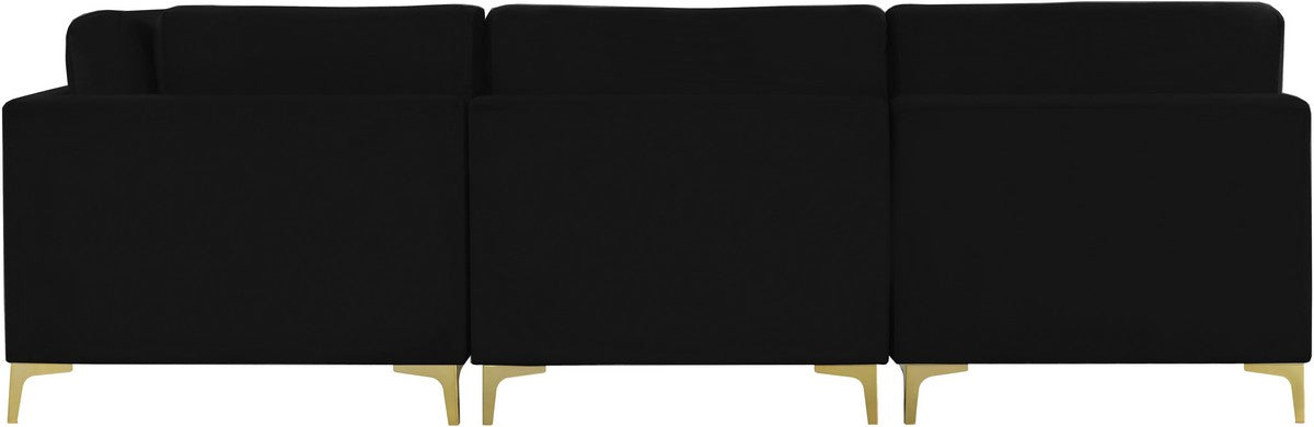 Meridian Furniture Julia Black Velvet Modular Sectional (5 Boxes)