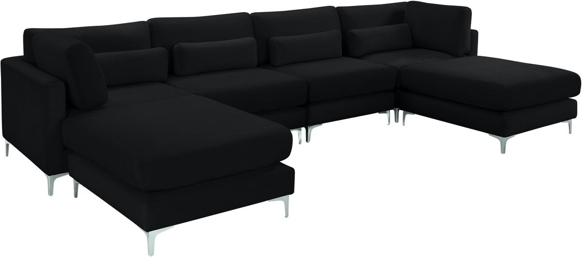 Meridian Furniture Julia Black Velvet Modular Sectional (6 Boxes)