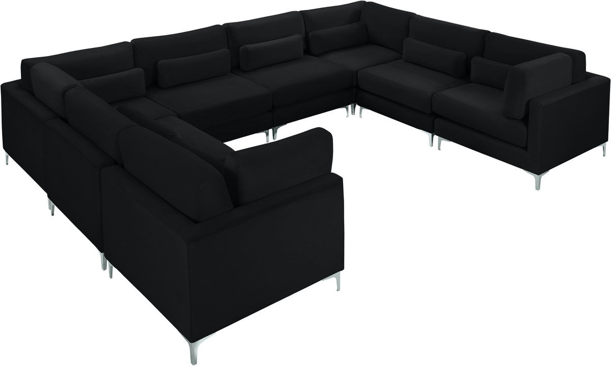 Meridian Furniture Julia Black Velvet Modular Sectional (8 Boxes)
