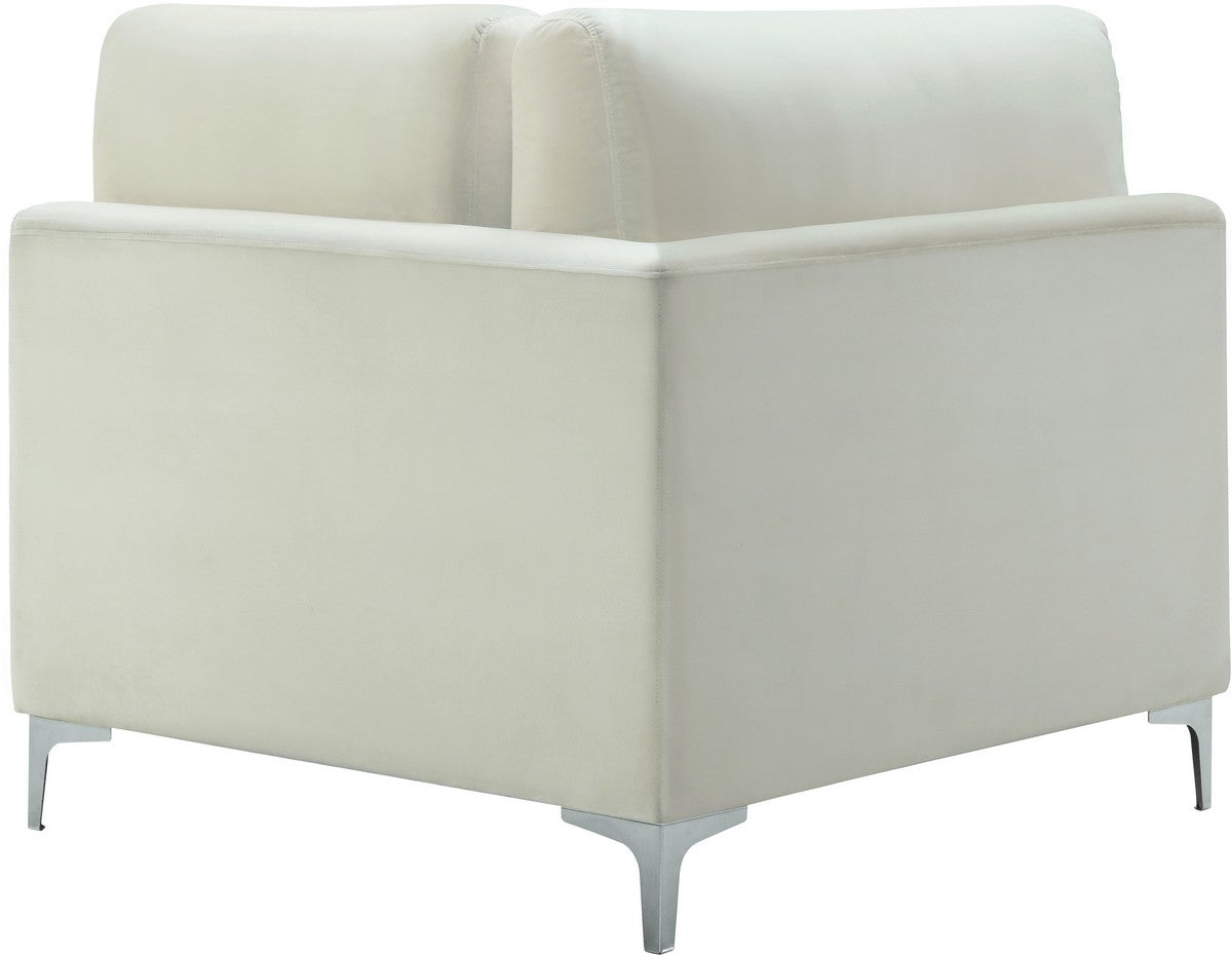 Meridian Furniture Julia Cream Velvet Modular Corner Chair