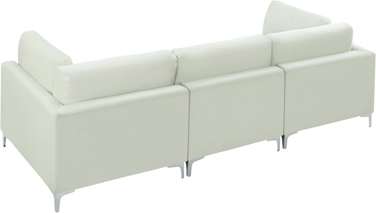 Meridian Furniture Julia Cream Velvet Modular Sofa (3 Boxes)