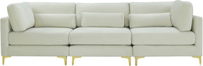 Meridian Furniture Julia Cream Velvet Modular Sofa (3 Boxes)