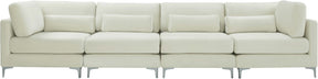Meridian Furniture Julia Cream Velvet Modular Sofa (4 Boxes)