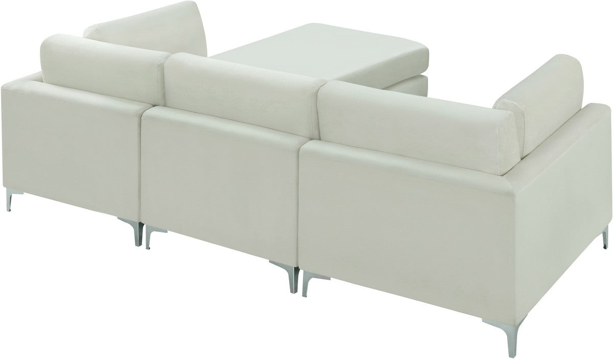 Meridian Furniture Julia Cream Velvet Modular Sectional (4 Boxes)