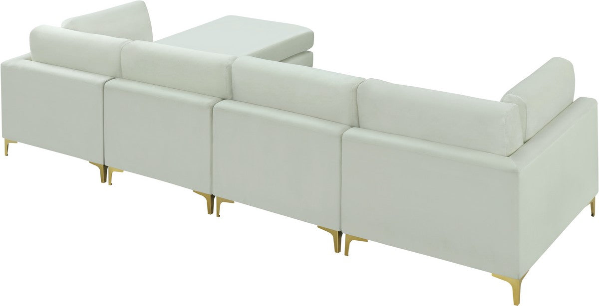 Meridian Furniture Julia Cream Velvet Modular Sectional (5 Boxes)