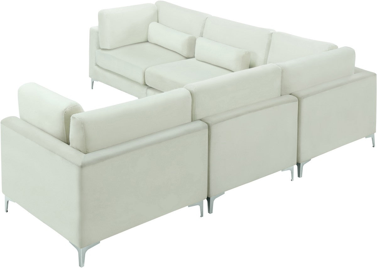 Meridian Furniture Julia Cream Velvet Modular Sectional (5 Boxes)