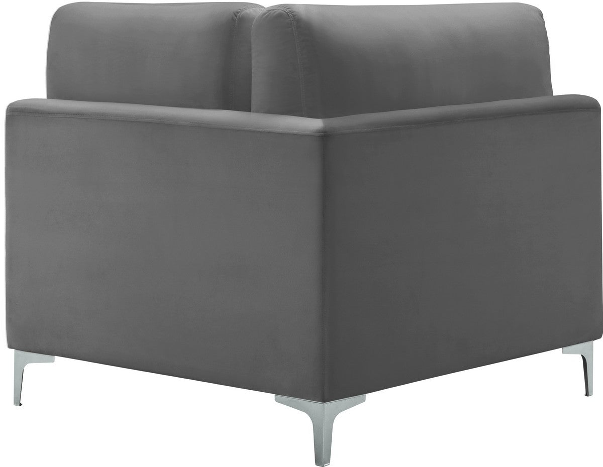 Meridian Furniture Julia Grey Velvet Modular Corner Chair