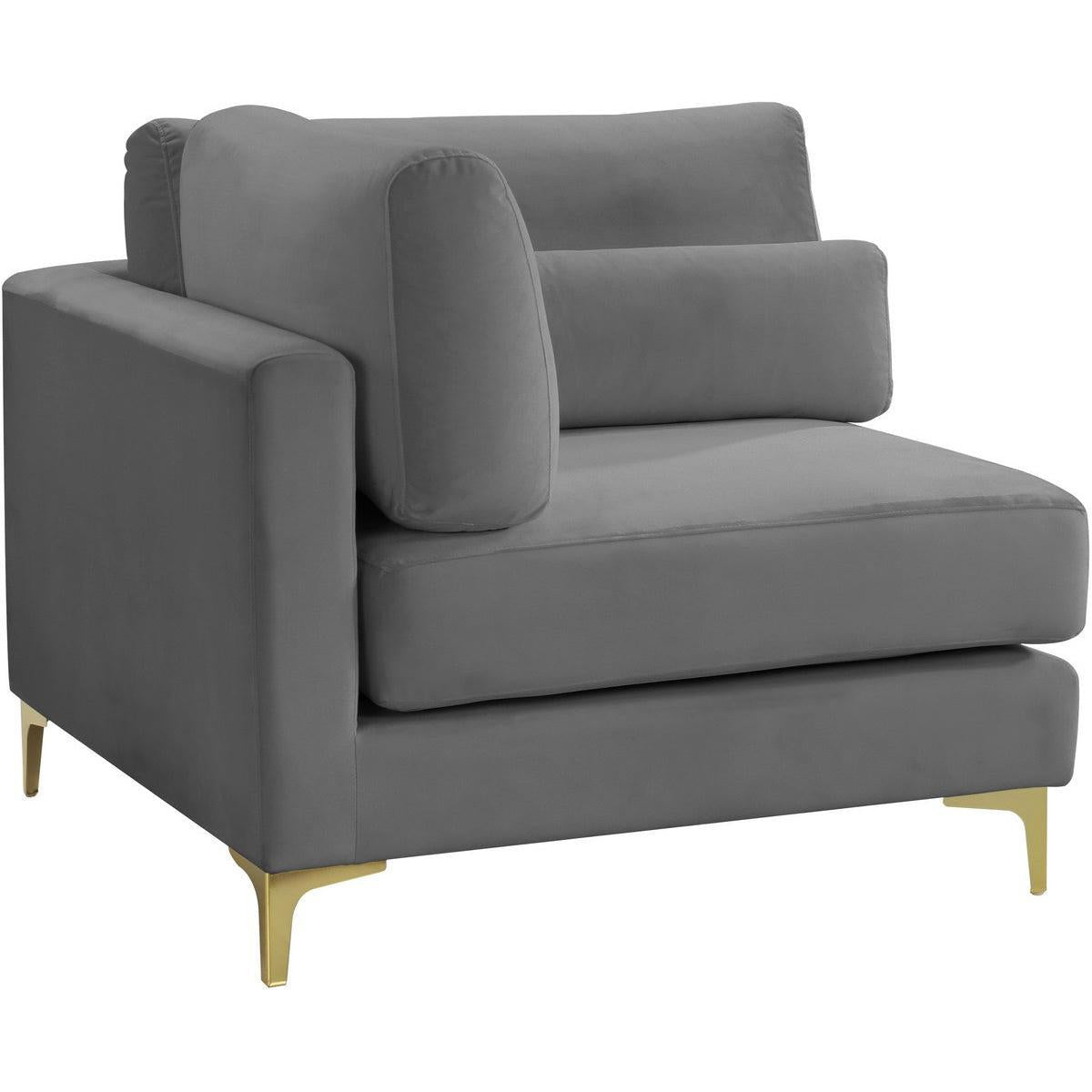 Meridian Furniture Julia Grey Velvet Modular Corner ChairMeridian Furniture - Modular Corner Chair - Minimal And Modern - 1
