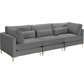 Meridian Furniture Julia Grey Velvet Modular Sofa (3 Boxes)Meridian Furniture - Modular Sofa (3 Boxes) - Minimal And Modern - 1