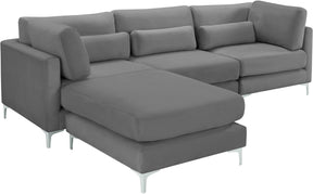 Meridian Furniture Julia Grey Velvet Modular Sectional (4 Boxes)