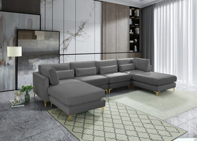 Meridian Furniture Julia Grey Velvet Modular Sectional (6 Boxes)