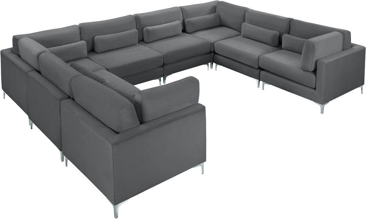 Meridian Furniture Julia Grey Velvet Modular Sectional (8 Boxes)