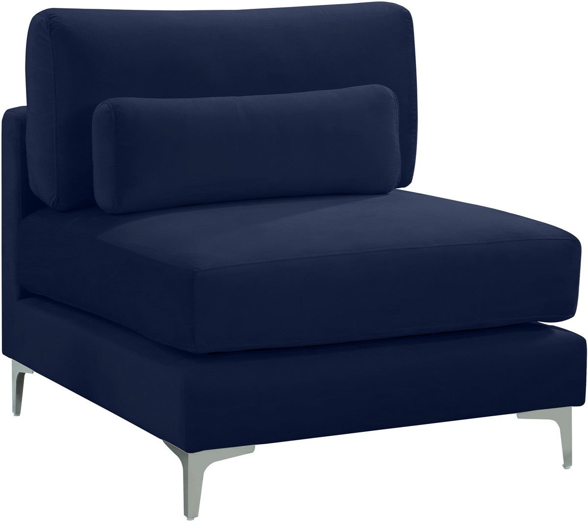 Meridian Furniture Julia Navy Velvet Modular Armless Chair