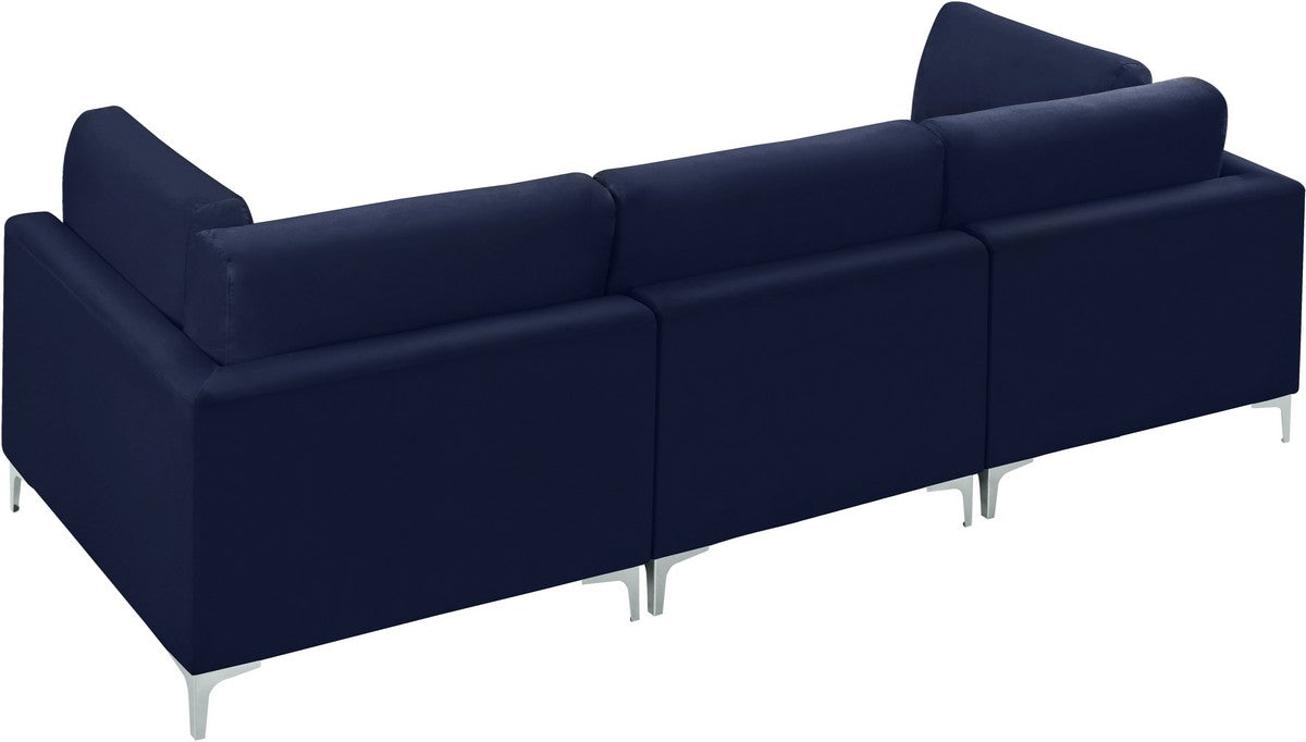 Meridian Furniture Julia Navy Velvet Modular Sofa (3 Boxes)