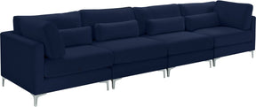 Meridian Furniture Julia Navy Velvet Modular Sofa (4 Boxes)