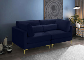 Meridian Furniture Julia Navy Velvet Modular Sofa