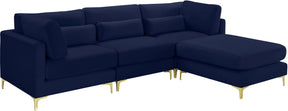 Meridian Furniture Julia Navy Velvet Modular Sectional (4 Boxes)
