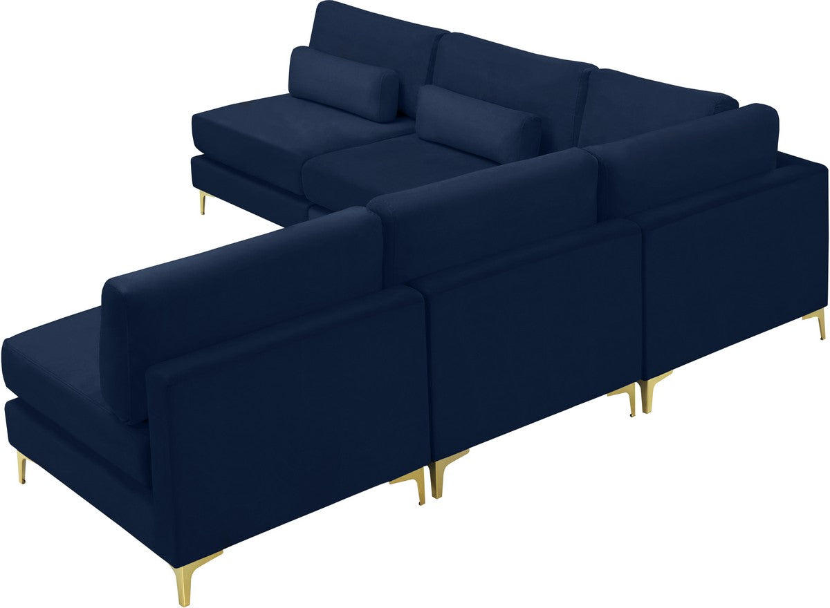 Meridian Furniture Julia Navy Velvet Modular Sectional (5 Boxes)