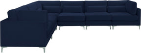Meridian Furniture Julia Navy Velvet Modular Sectional (6 Boxes)