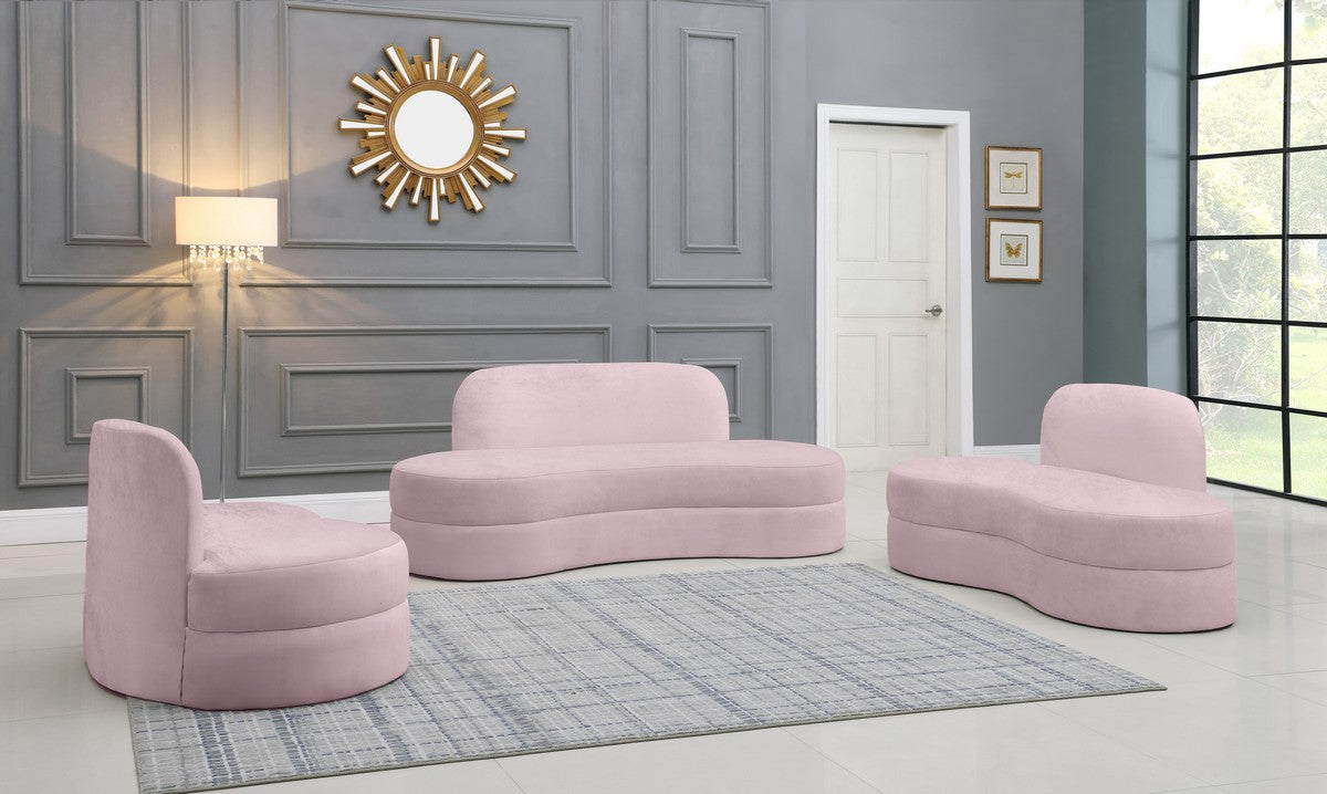 Meridian Furniture Mitzy Pink Velvet Loveseat