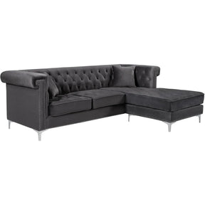 Meridian Furniture Damian Grey Velvet 2pc. Reversible SectionalMeridian Furniture - 2pc. Reversible Sectional - Minimal And Modern - 1