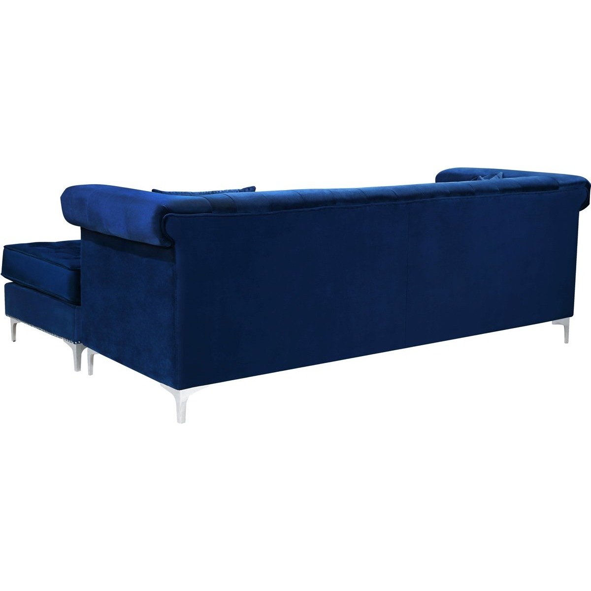 Meridian Furniture Damian Navy Velvet 2pc. Reversible Sectional
