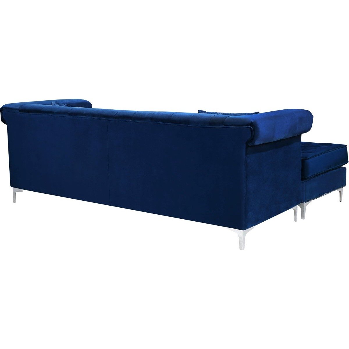 Meridian Furniture Damian Navy Velvet 2pc. Reversible Sectional