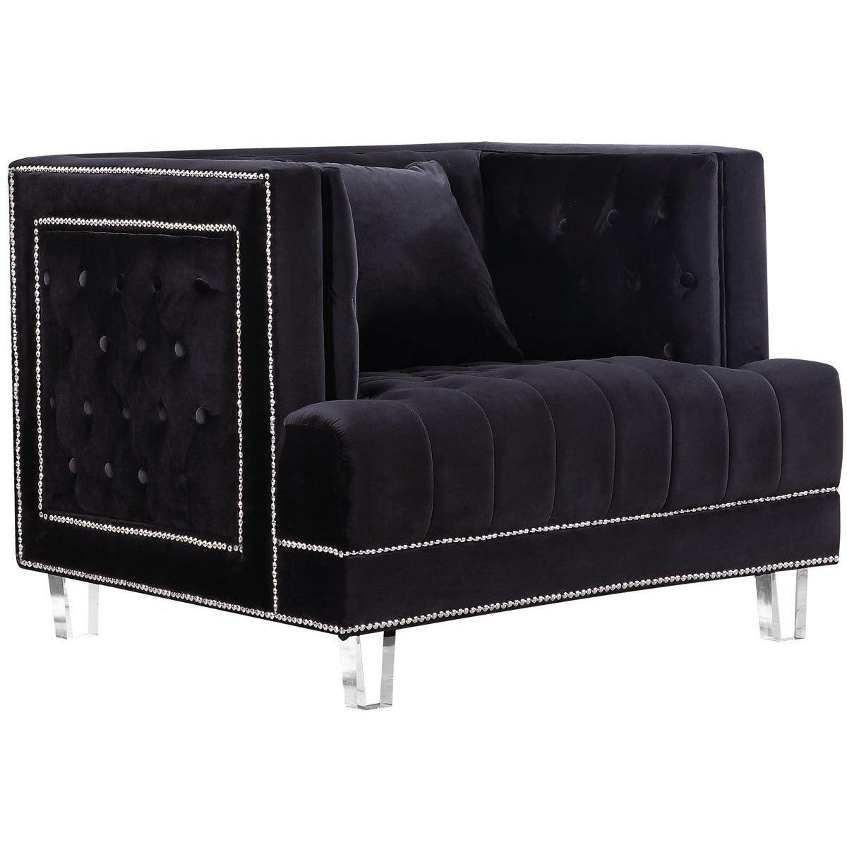 Meridian Furniture Lucas Black Velvet ChairMeridian Furniture - Chair - Minimal And Modern - 1